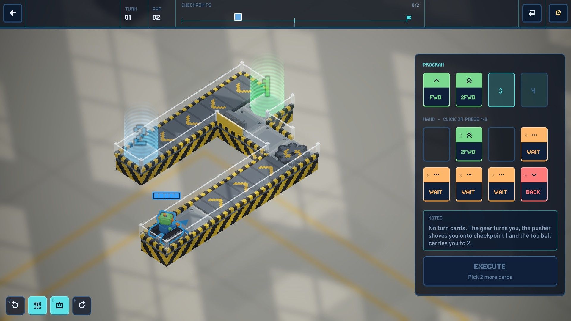 The Workshop world: belts, gears and a crate on a steel test floor